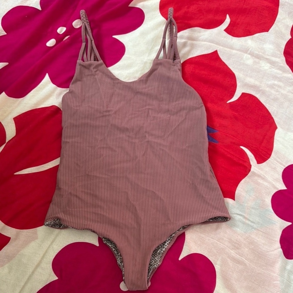 acacia swimwear Mauve Ribbed One-Piece Swimsuit